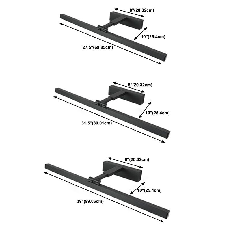 Metalen lineaire wandwandcontract Moderne stijl 1-licht zwaaitarm spiegel Wandlamp in het zwart