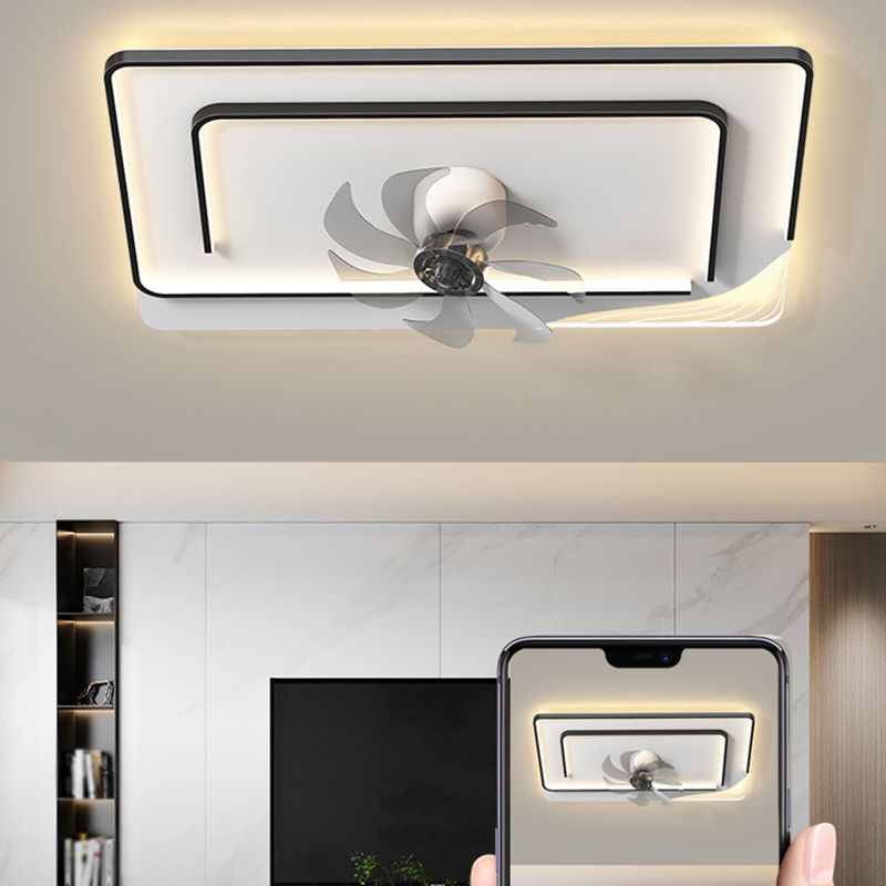 Minimalism LED Ceiling Fan Metal Fan Lighting in Black for Bedroom