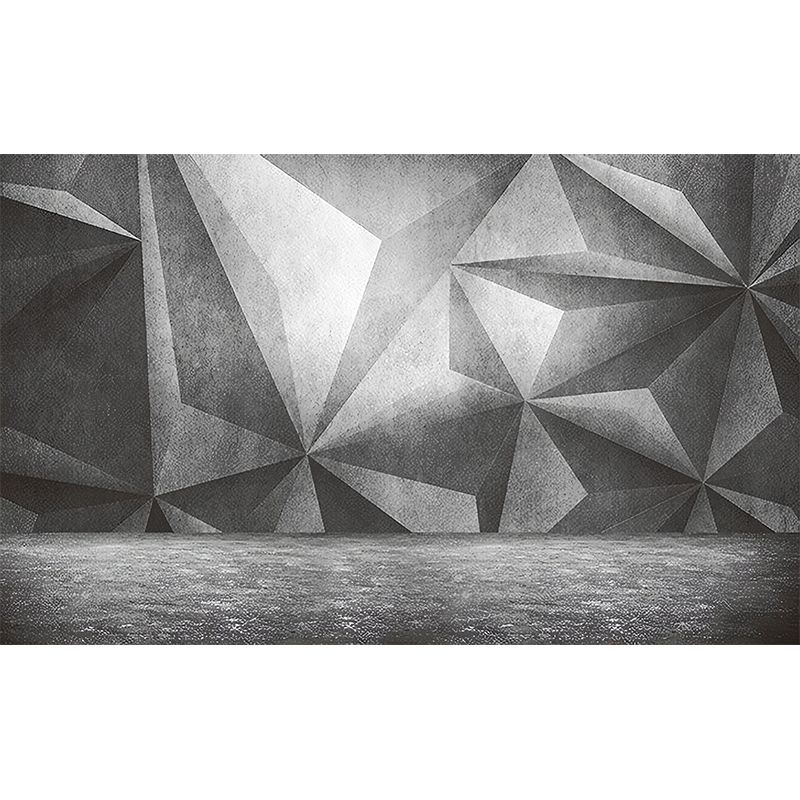 Full Wall Murals for Gallery 3D Irregular Geometries Wall Covering in Industrial Like Color, Stain-Resistant