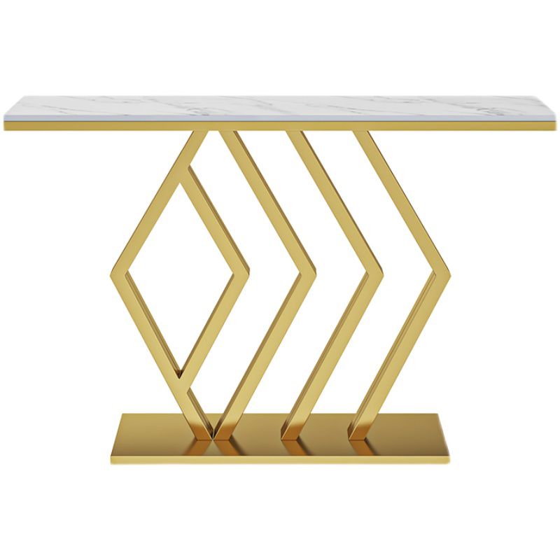 Glam Pedestal Slate Rectangle Scratch Resistant Gold Console Table