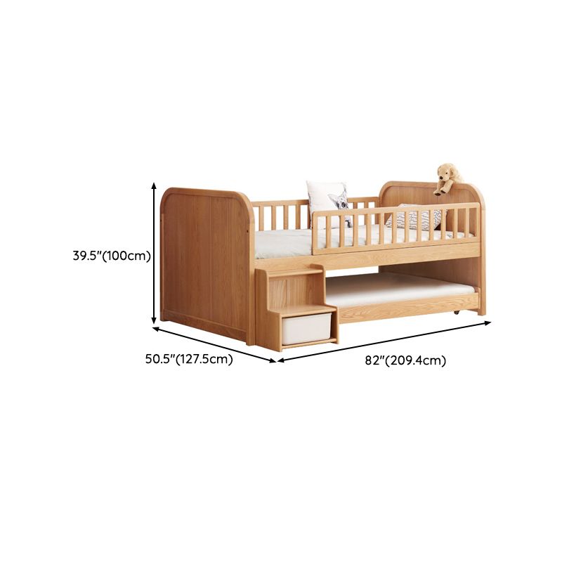 Natural Baby Crib Solid Wood Crib Nursery Bed with Guardrails