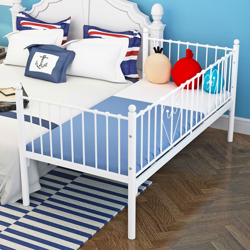 Metal Fixed Side Crib in White Mattress Included Crib with Guardrail