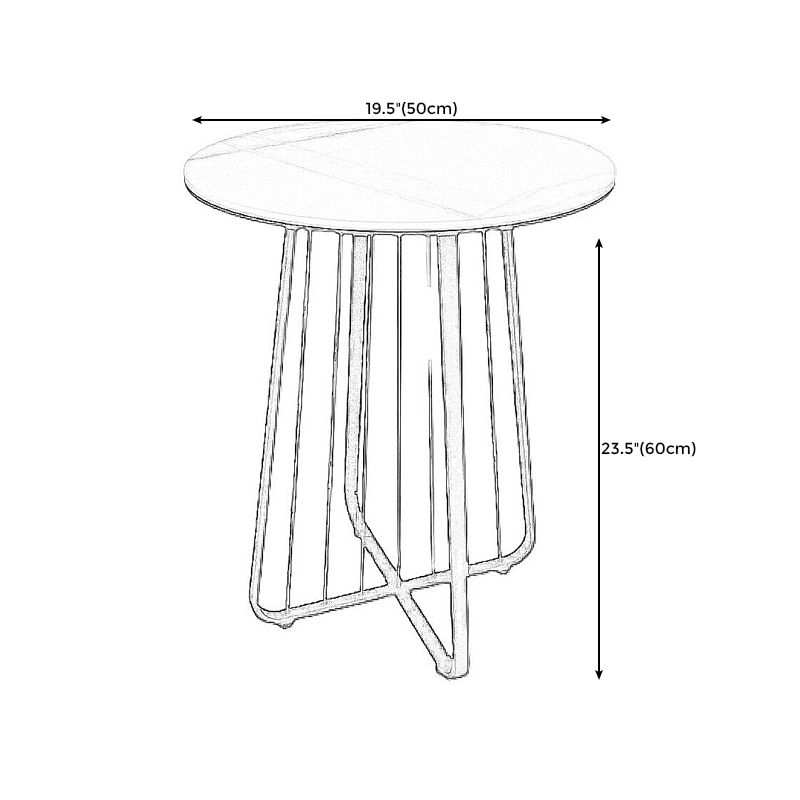 24" Tall Contemporary Round Sintered Stone Side End Table with Metal Frame