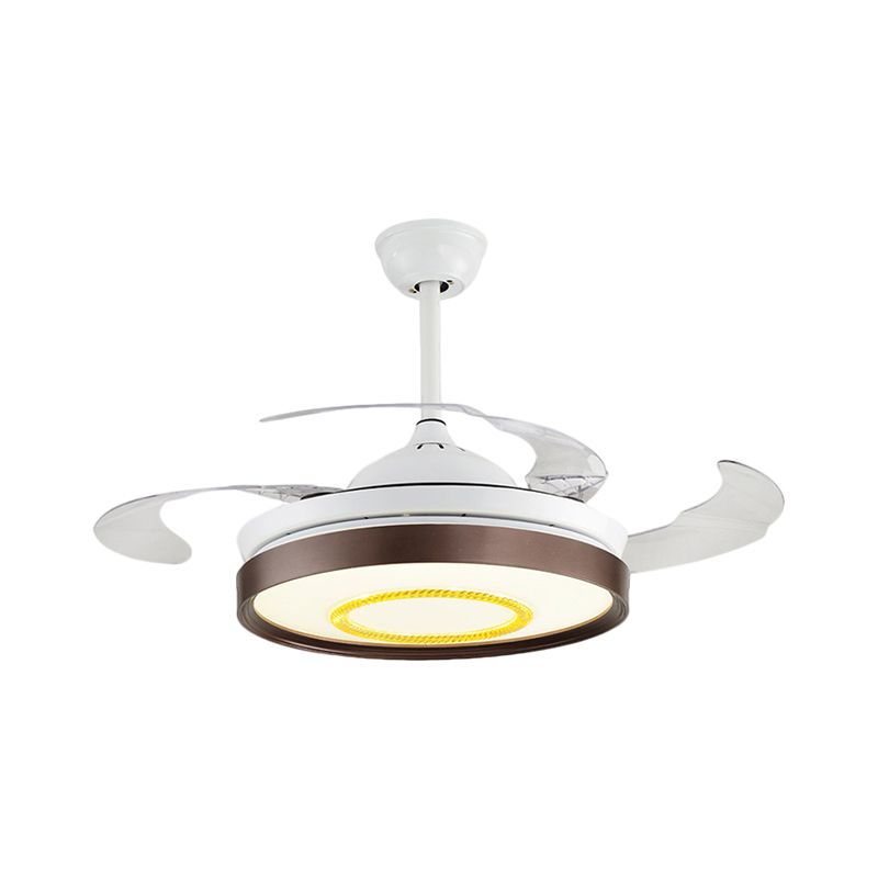 Bruin/wit/gouden ronde semi -spoelige Noordse stijl 42,5 "W LED Acrylhangende ventilatorverlichting met 4 messen