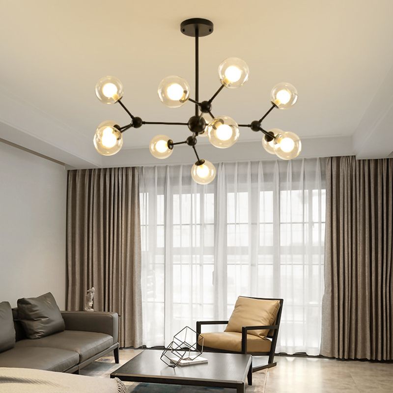 Radial Chandelier Light Simplicity Glass Pendant Lighting Fixture for Living Room