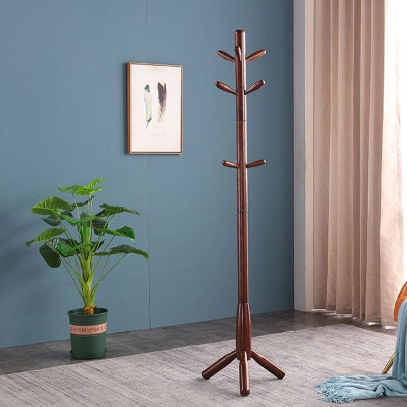 Modern Hall Stand Wood Framed Free Standing with Hooks Coat Rack