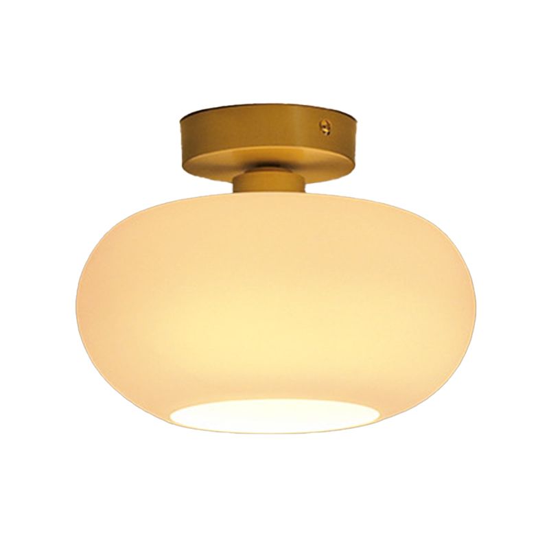 Contemporary Ceiling Light White Glass Shaded Flush Mount Lighting for Foyer