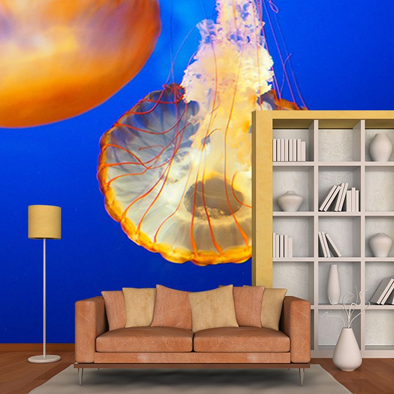 Photography Jellyfish Pattern Wall Mural Stain Resistant Environmental Sea Wallpaper