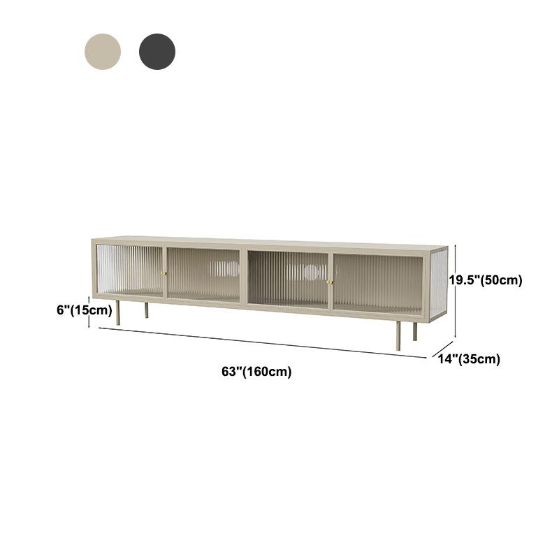 Industrial Glass and Metal TV Media Stand 4 Doors TV Stand Console