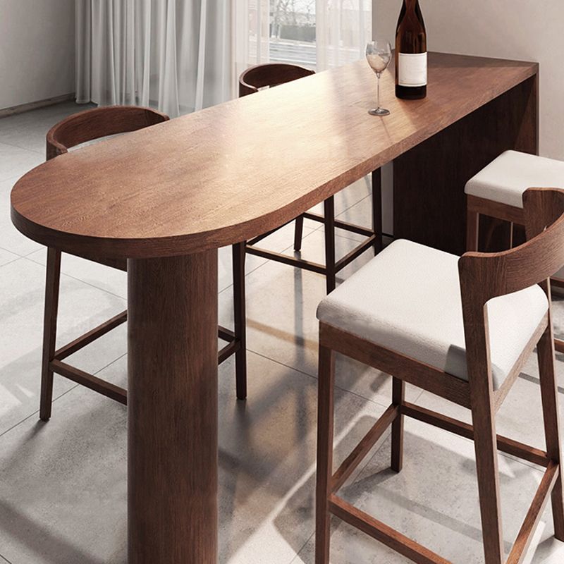 Brown Industrial Style Bar Table Solid Wood Indoor Casual Bar Table for Dining Room