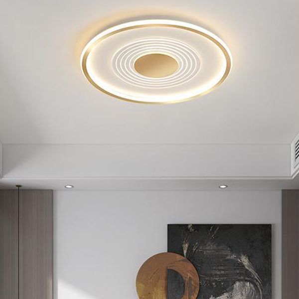 Contemporary Ceiling Lighting Metal LED Flush Mount Fixture in Gold for Bedroom