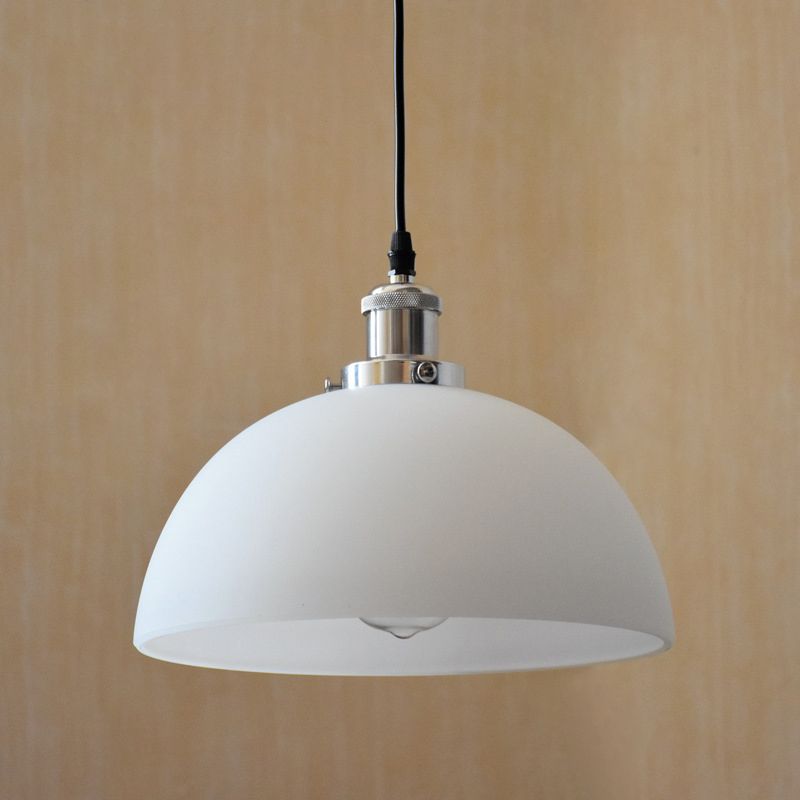 Cream Glass Dome Pendellante Industrie Industrielle Einzel-Bulb-Diner-Deckenleuchte