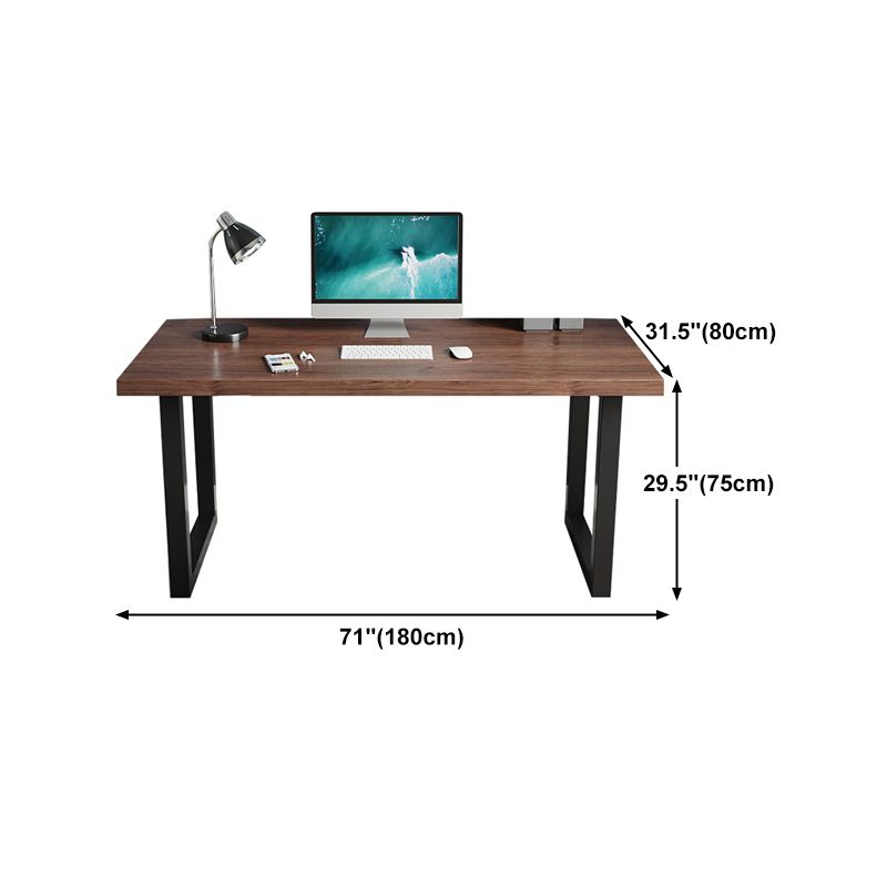 Industrial Style Office Desk Rectangular Solid Wood Desk with Black Legs