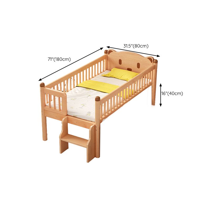 Scandinavian Solid Wood Nursery Bed Guardrail Rectangle Baby Crib