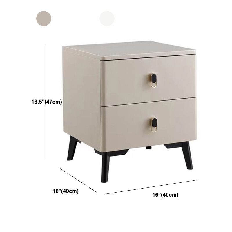 Solid Wood Nightstand Contemporary Bedside Cabinet with 2 Drawer