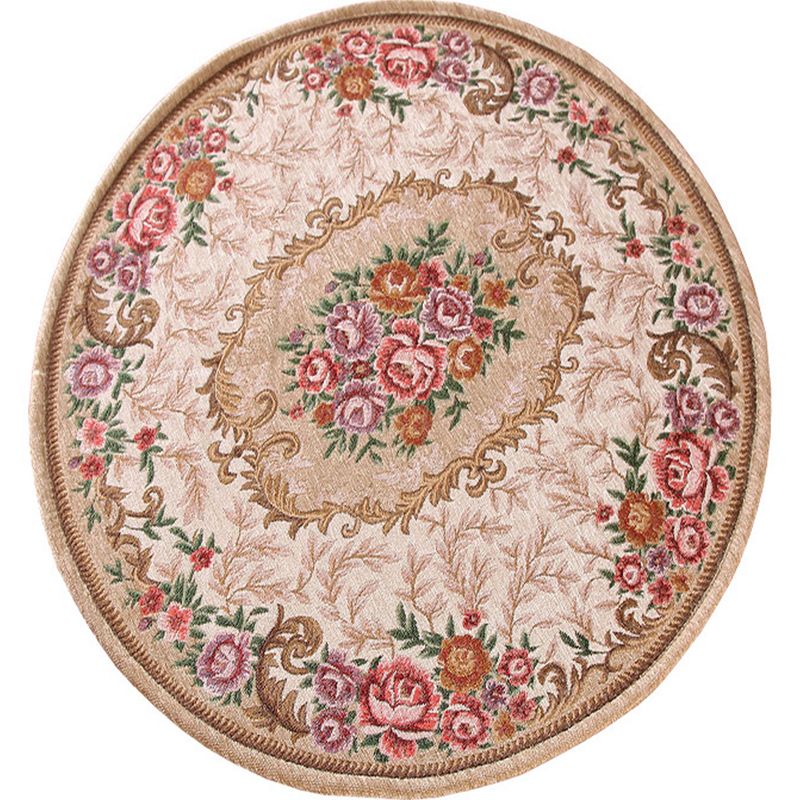 Farmhouse Peony Indoor Rug Multi-Color Synthetics Rug Machine Washable Stain Resistant Anti-Slip Rug for Study Room