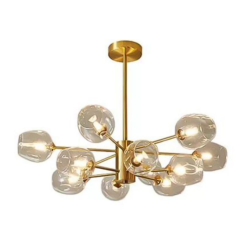 Contemporary Geometric Chandelier Lights Glass Chandelier Lighting Fixtures in Gold