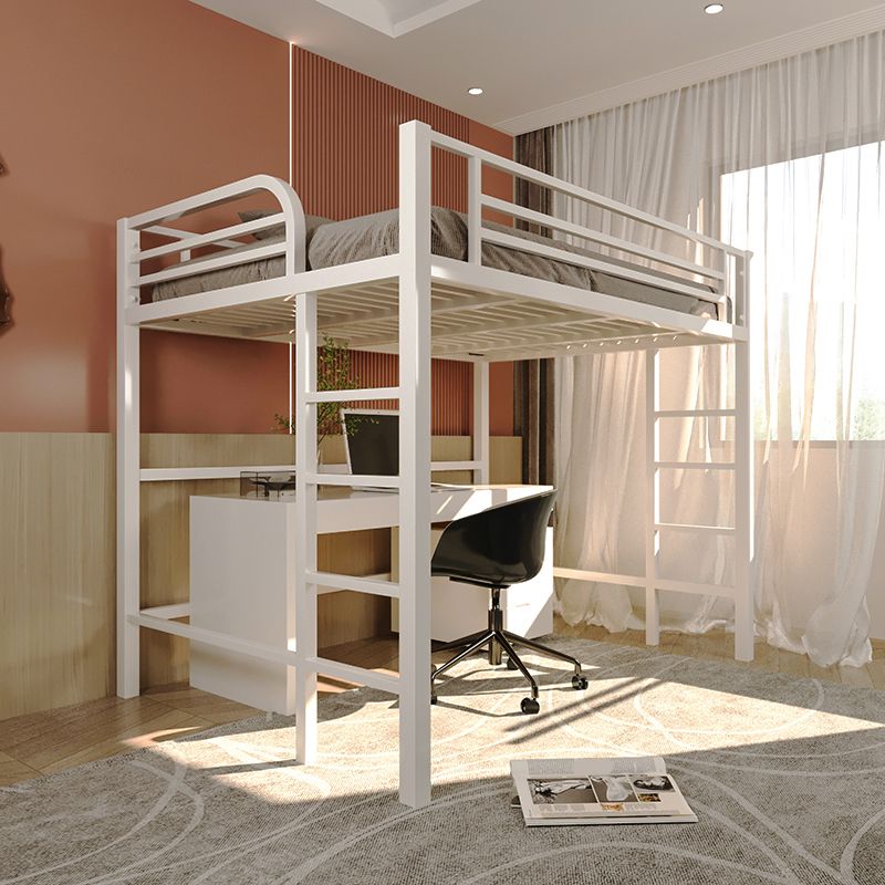 Modern Built-In Ladder Loft Bed Headboard Bed with Guardrail