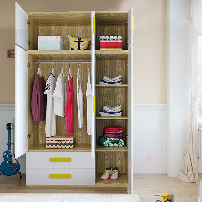 Yellow Modern Kids Closet 2-Drawer Wooden Glossy Kid's Wardrobe