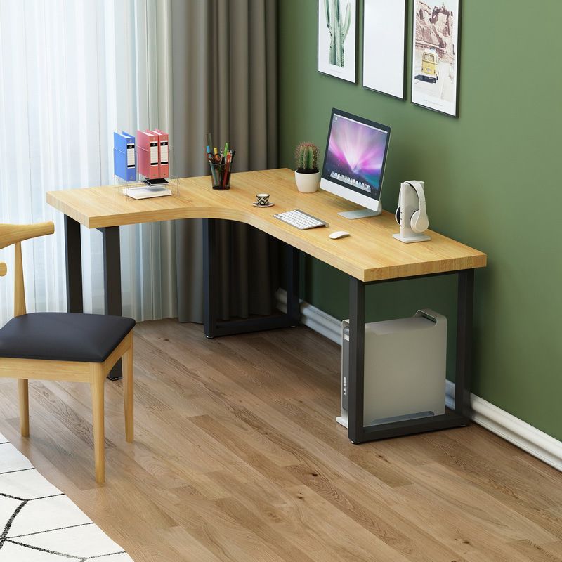 Metal and Wooden Writing Desk Industrial L-Shape Office Desk for Office