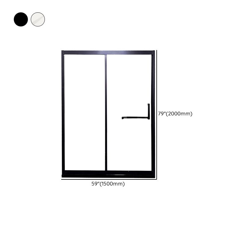 Black Single Sliding Shower Door Framed Tempered Shower Doors