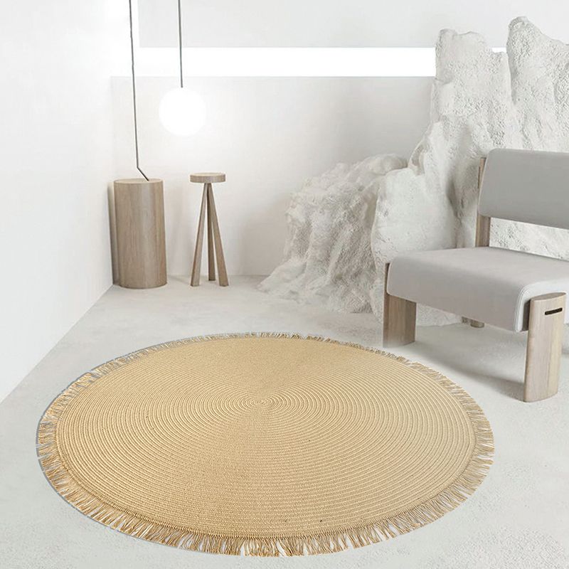 Round Indoor Rug Solid Color Modern Cotton Blend Area Carpet for Living Room