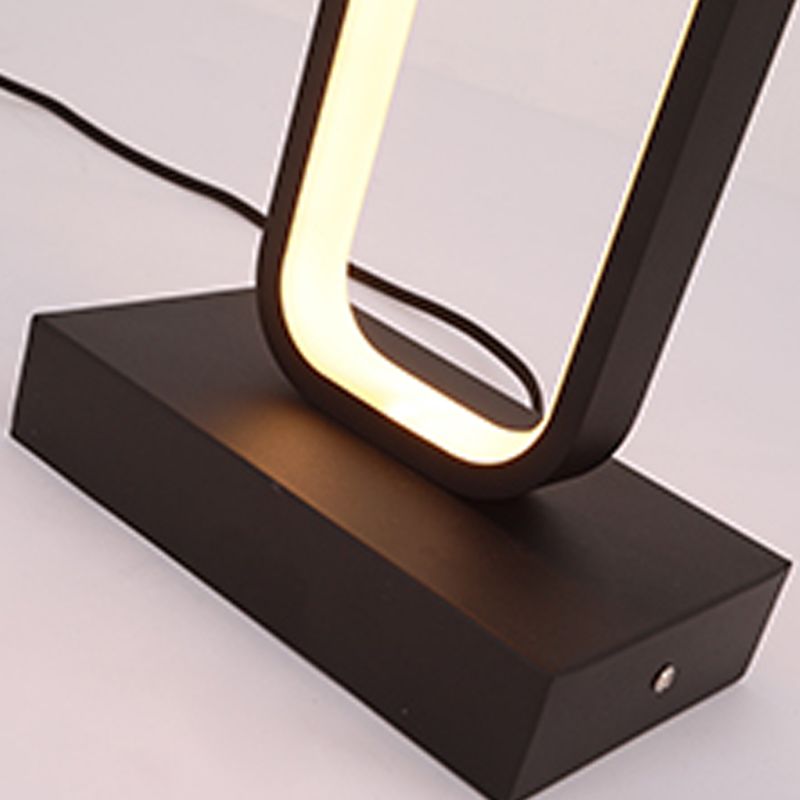 Rectangle 1 Light Table Lamp Contemporary Metal Nightstand Lamps in Black