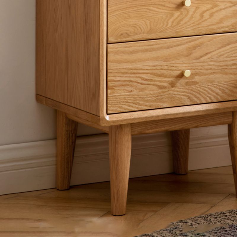 Natural Oak Wood Kids Nightstand 2 Drawers Nursery Nightstand