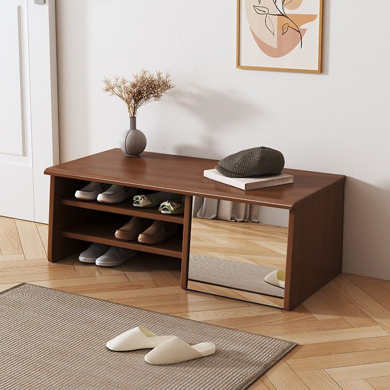 Modern Rubber Wood Bench Rectangle Home Storage Seating Bench with Legs