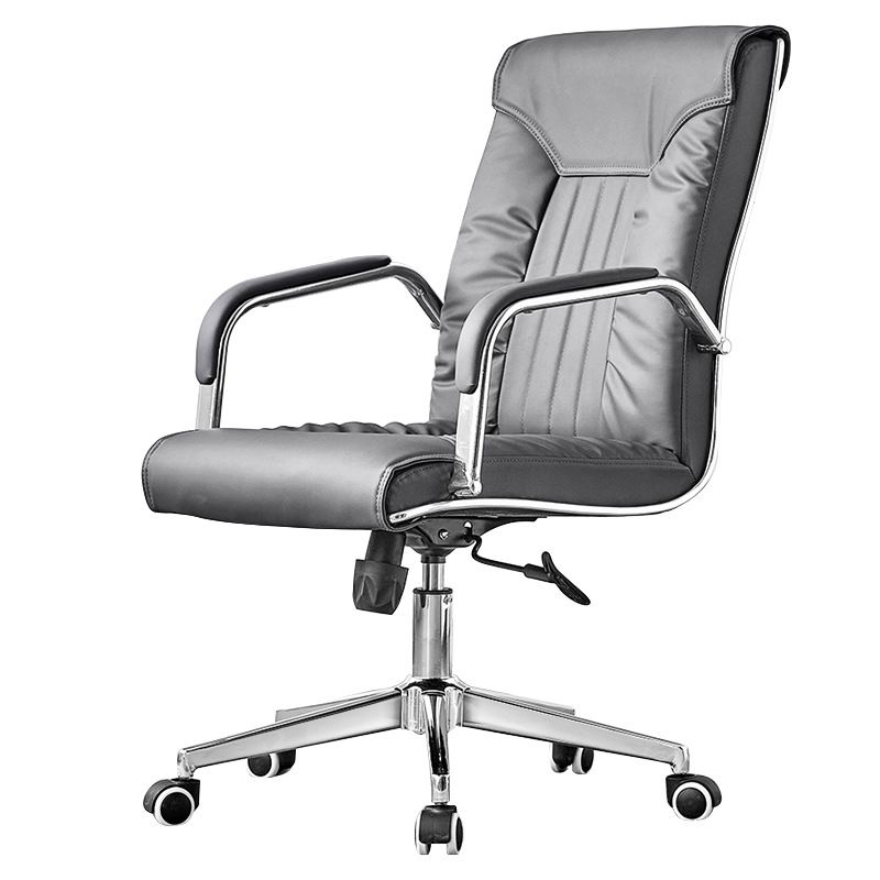 Metal Base Office Chair with Wheels Contemporary Leather Task Chair