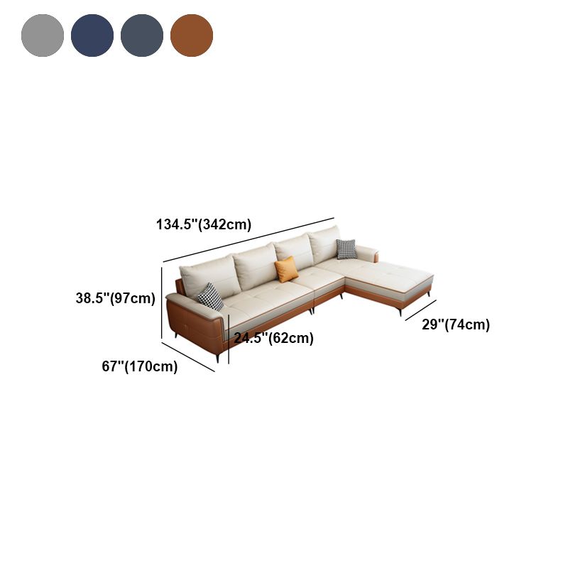 Faux Leather Modern Recessed Arm Sofa 134.6*66.9*38.2 Loose Back Sofa & Chaise