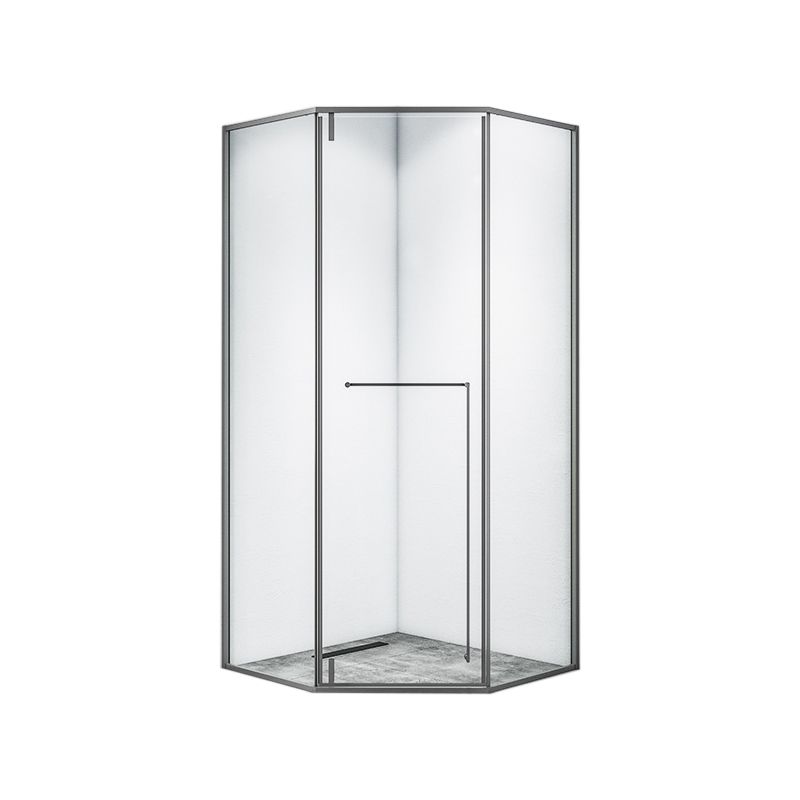 Black and Gray Shower Enclosure Neo-Angle Easy Clean Glass Shower Stall