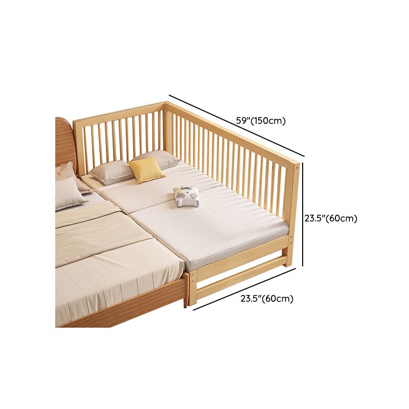 Contemporary Nursery Crib with Adjustable Height in Natural Wood