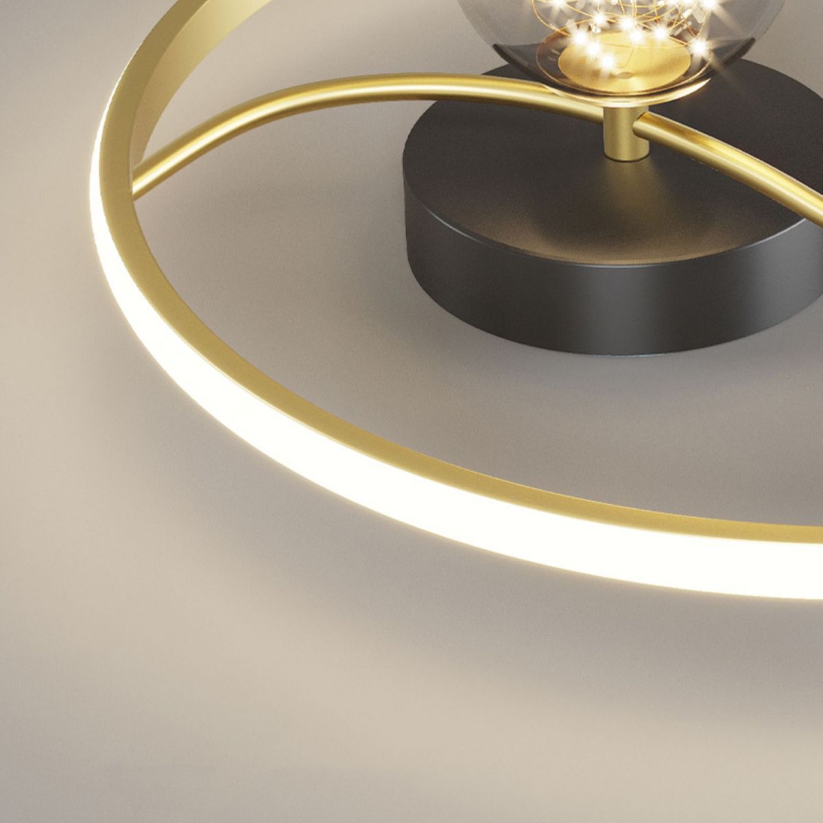 Gold 1-Light LED Flush Mount Lamp Contemporary Metal Circle Ceiling Light Fixture for Bedroom