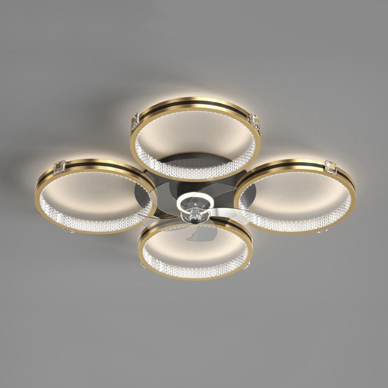 5-Blade Metal Ceiling Fan Modernism Golden Fan with Light for Room