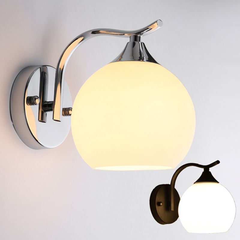 Contemporary Simplicity Globe Wall Mount Lighting Milk Glass Wall Mounted Light Fixture for Bedroom