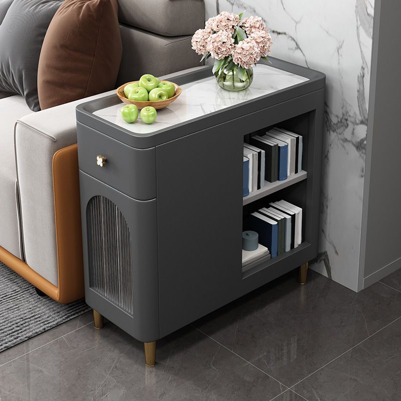 Contemporary Accent Table Nightstand Stone Nightstand with Drawer