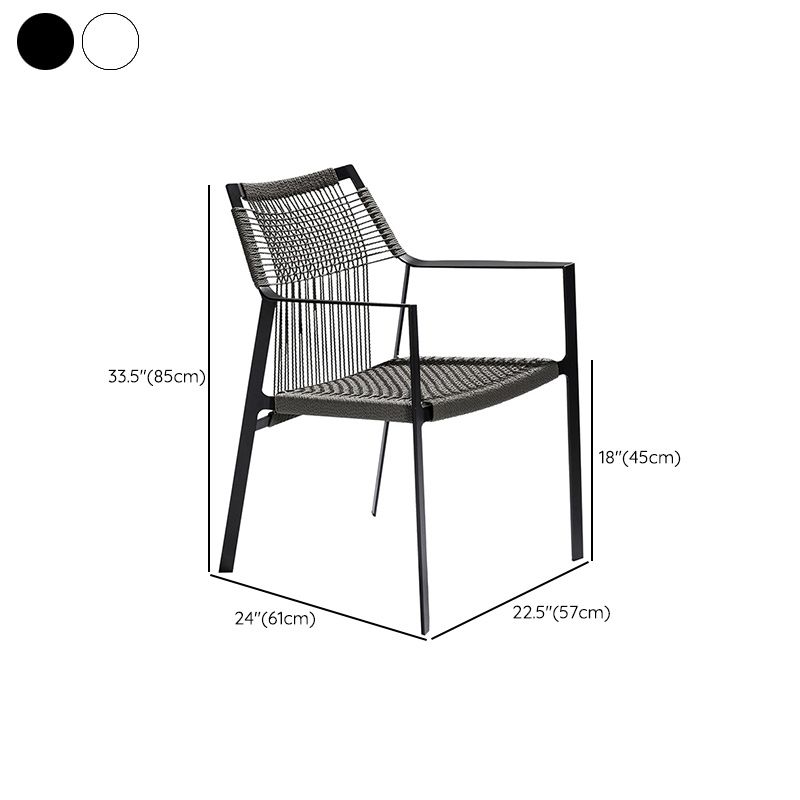Industrial Outdoors Dining Chairs with Rattan Back and Aluminum Base