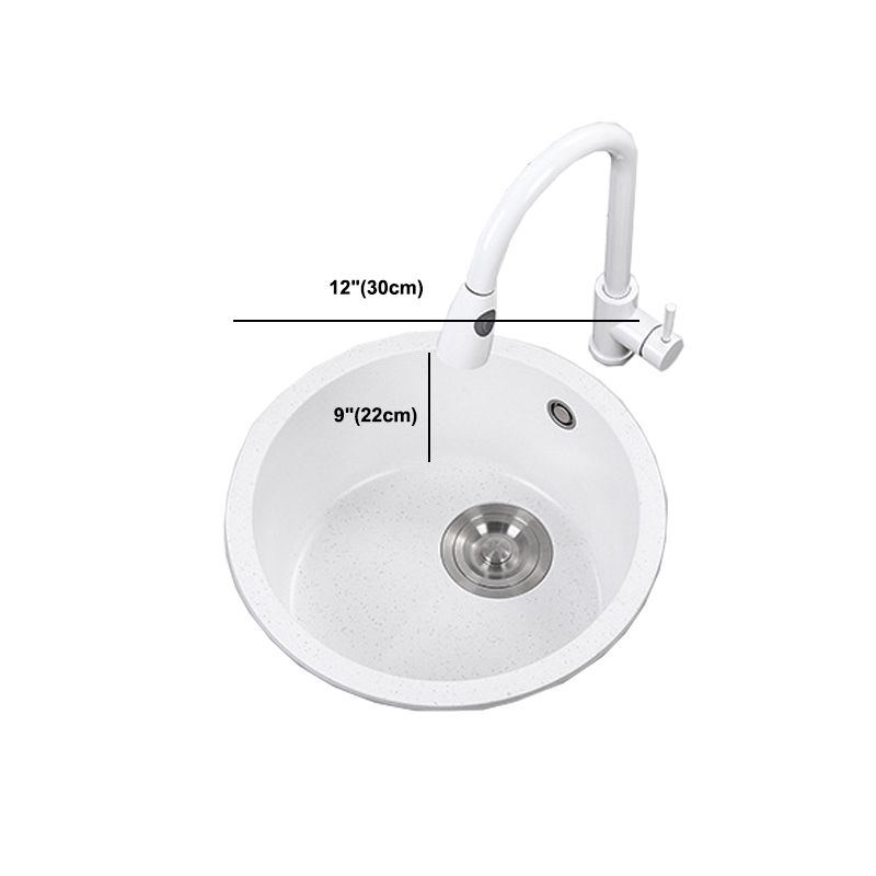 White 9" H Sink Single Bowl Drop-In Kitchen Sink with Soundproofing