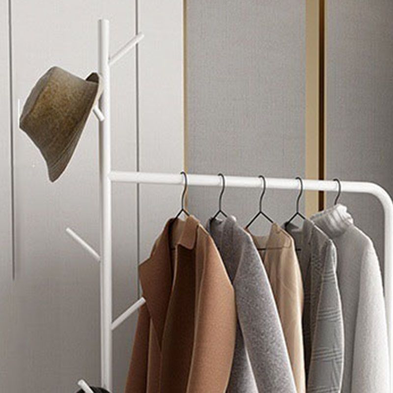 Modern Metal Hall Stand Hanging Rail and 5 Hooks Entry Hall Tree