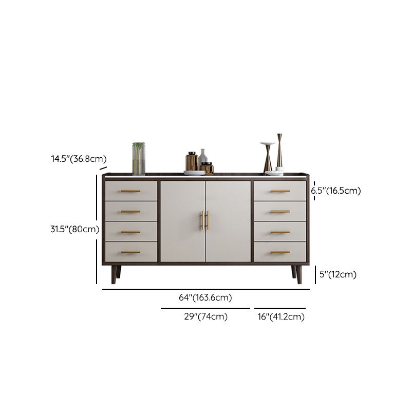 Glam Sideboard Cabinet Stone Sideboard Table with Legs for Kitchen