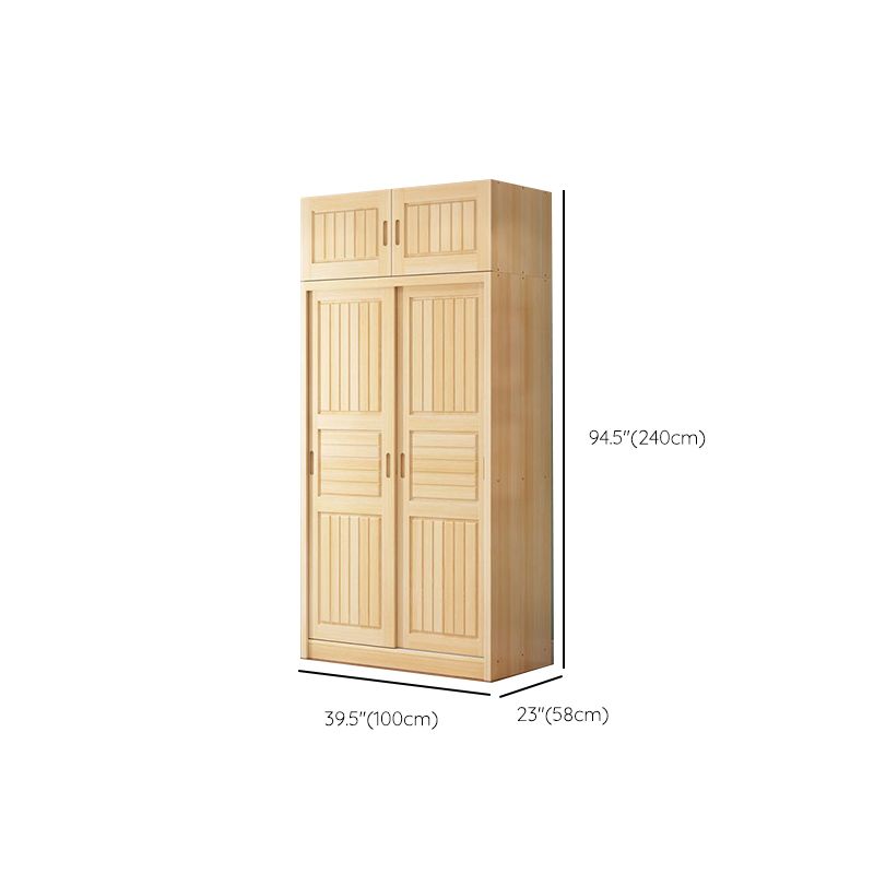 Light Wood Kids Closet Manufactured Wood Youth Armoire with Sliding Door