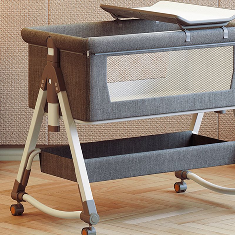 Industrial Nursery Crib in Metal with Guardrail Folding Crib