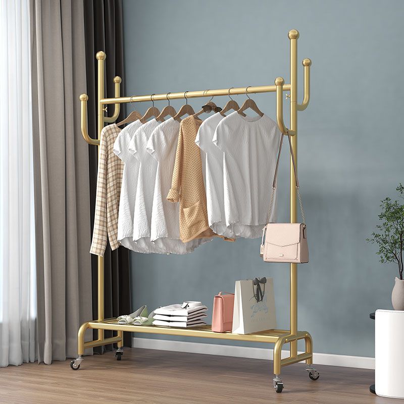 Modern Style Coat Rack Metallic Free Standing Hooks Design Coat Hanger with Shelve