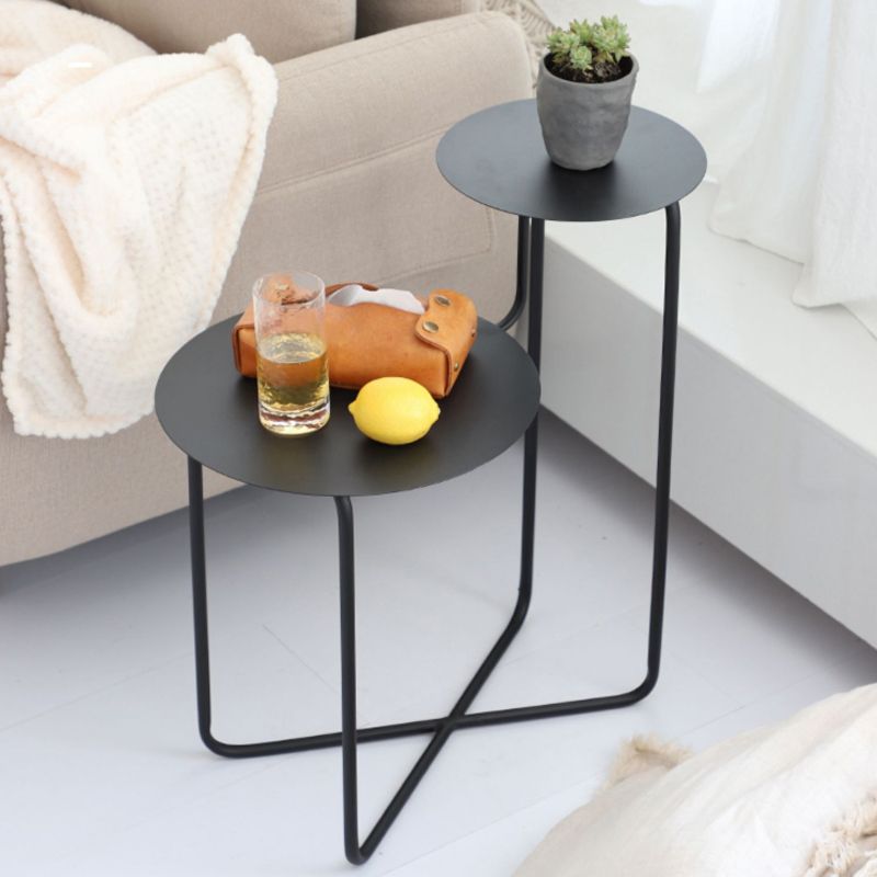 Non-storage Nightstand Modern Round Metal Night Table with Legs