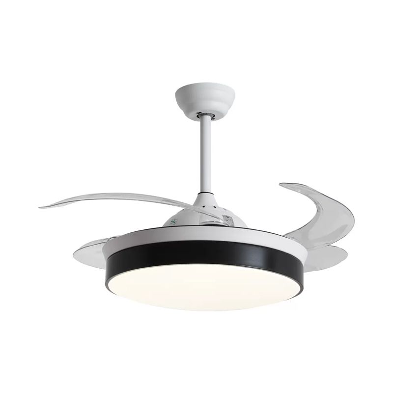 Noordse noordse trommel LED Semi Flush Ceiling Light Acryl Living Room Hangt Fan Lamp, 20 "Wijd