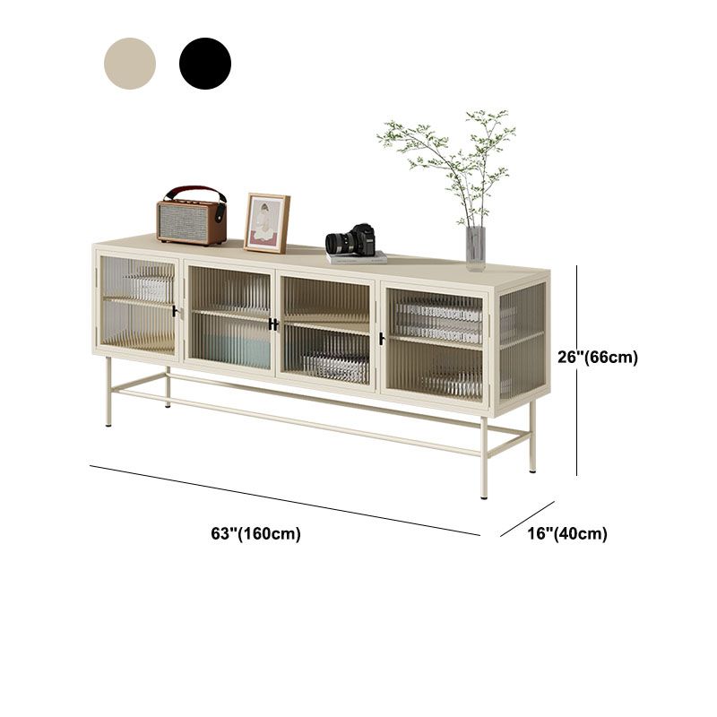 Industrial Metal and Glass TV Media Console 4-Door TV Media Stand