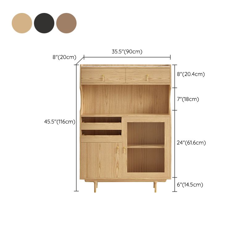 Contemporary Glass Doors Dining Hutch Ash Storage Cabinet for Dining Room