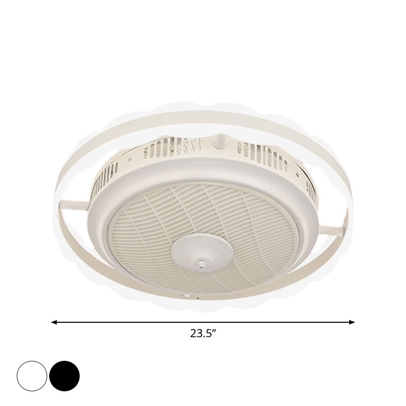 3-Blade Modern Circle Hanging Fan Light Acrylic 23.5" Wide LED Bedroom Semi Mount Lighting