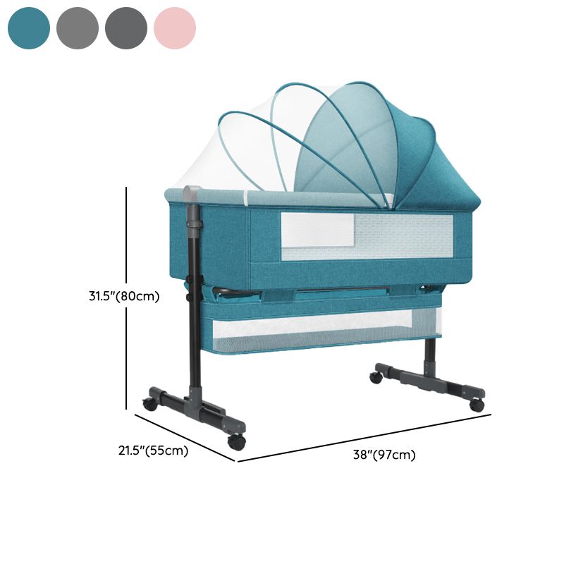 Metal Rectangle Bedside Crib Gliding Folding Crib Cradle for Baby